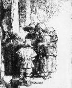 Beggars receiving alms at the door of a house REMBRANDT Harmenszoon van Rijn